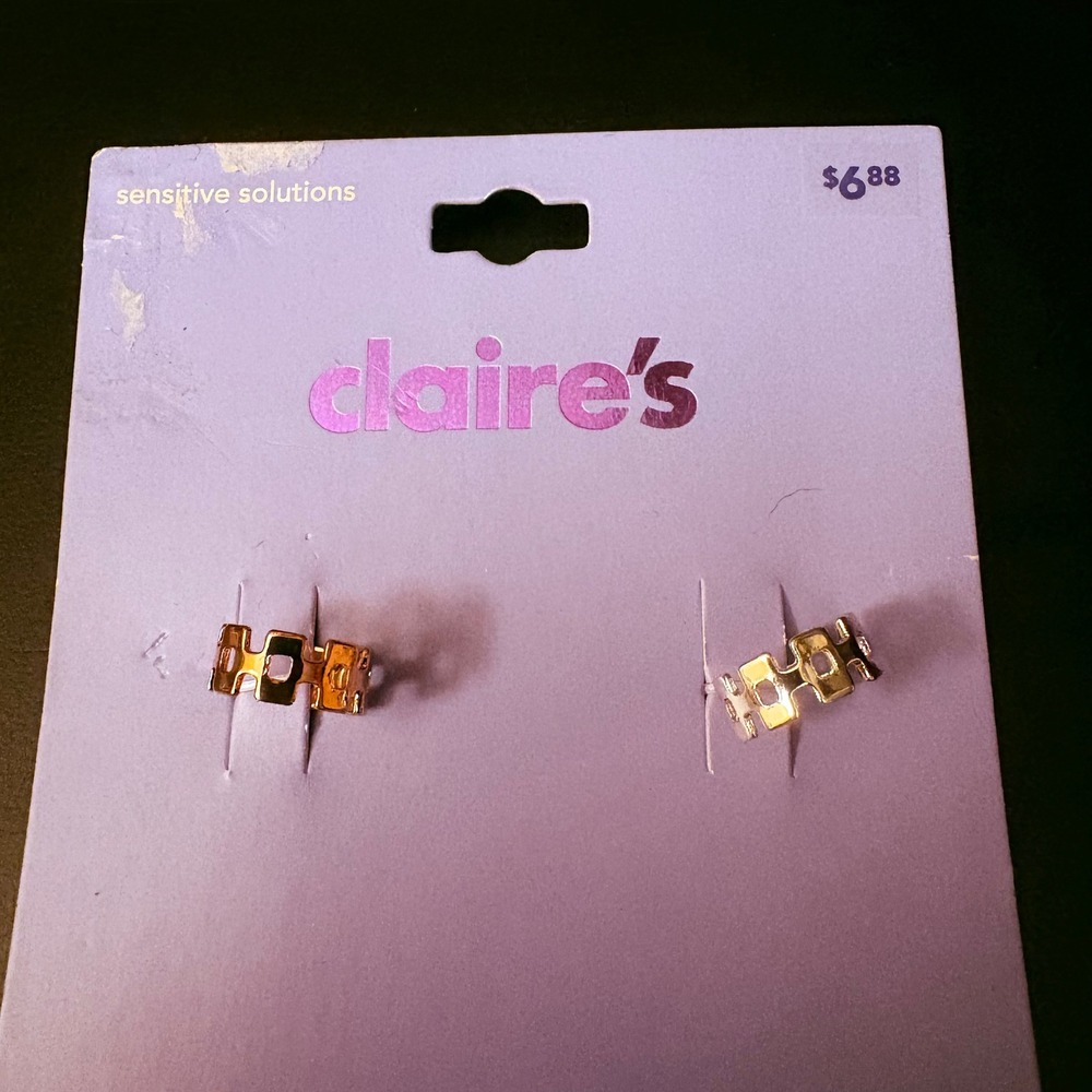 NWT Claire's Geometric Ear Cuffs Sensitive Solutions‎ Silver Bronze Tone